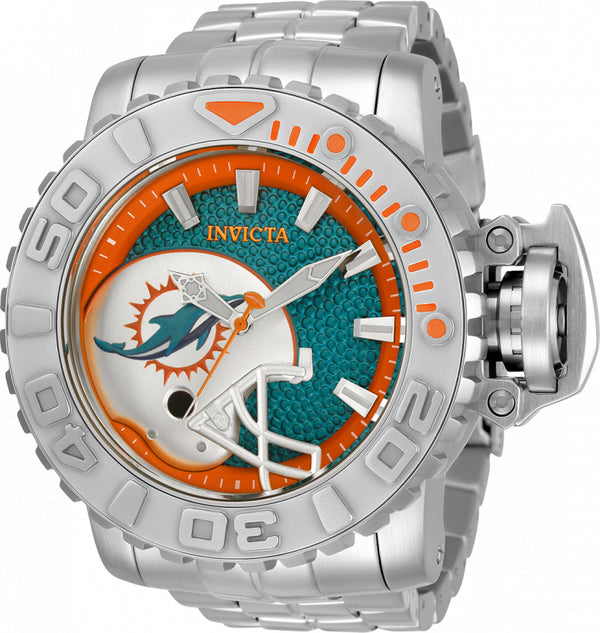 Invicta Nfl Miami Dolphins Quartz Orange Dial Watch in Blue for