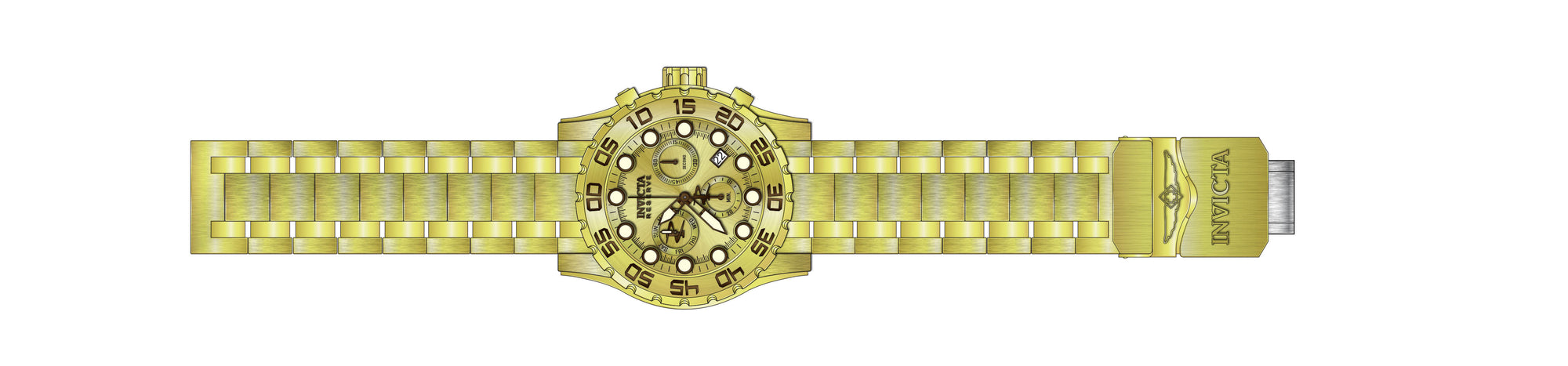 Band for Invicta Reserve Leviathan Evolution Men Gold Label 37694